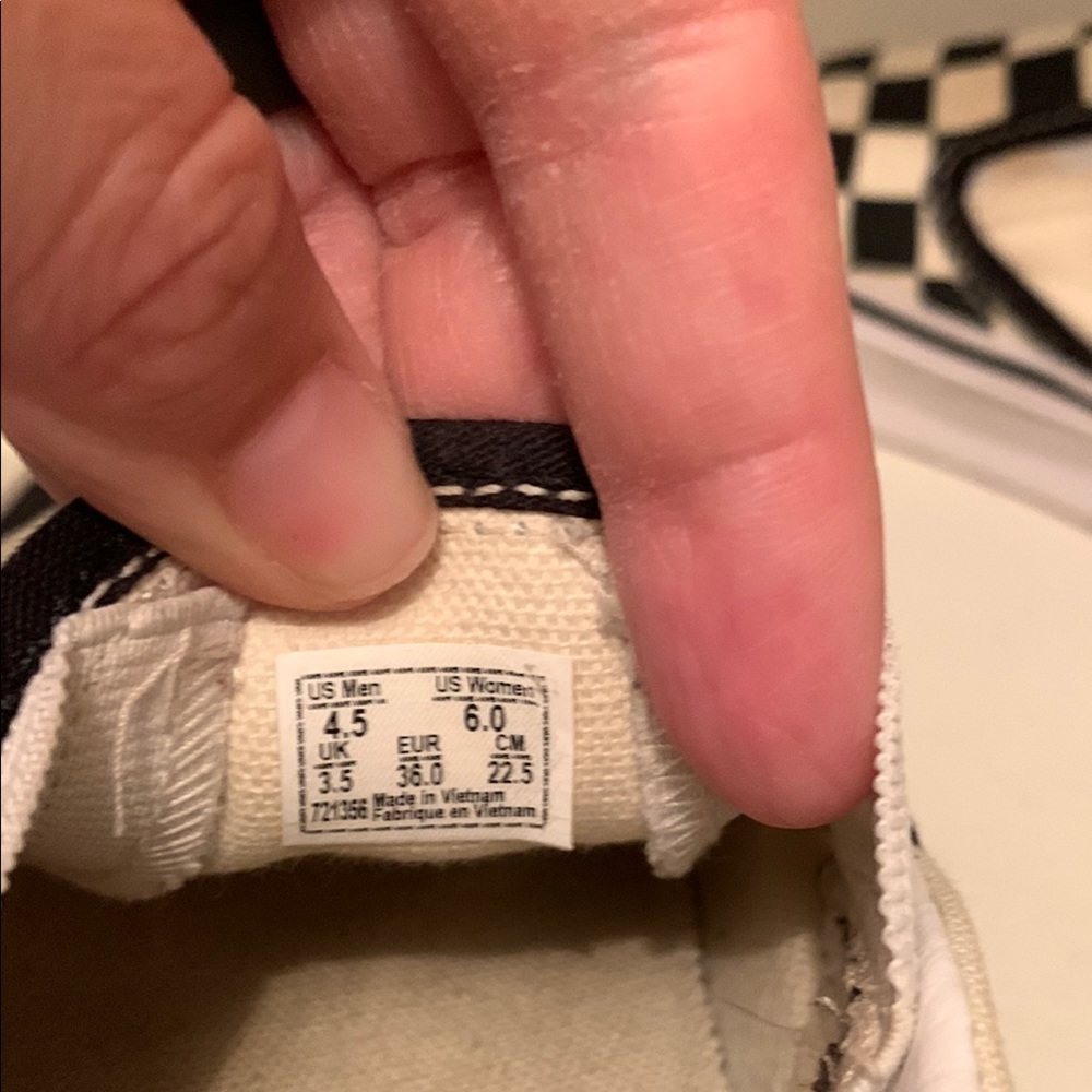 Vans Black and White Checkerboard Slip-On Sneakers - Picture 8 of 8